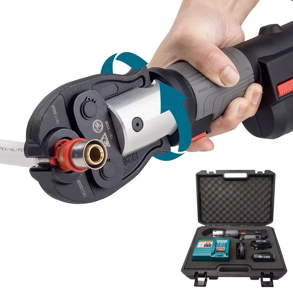 เครื่องกดอัดท่อ PZ-1930 กำลังกดอัดข้อต่อท่อ PEX